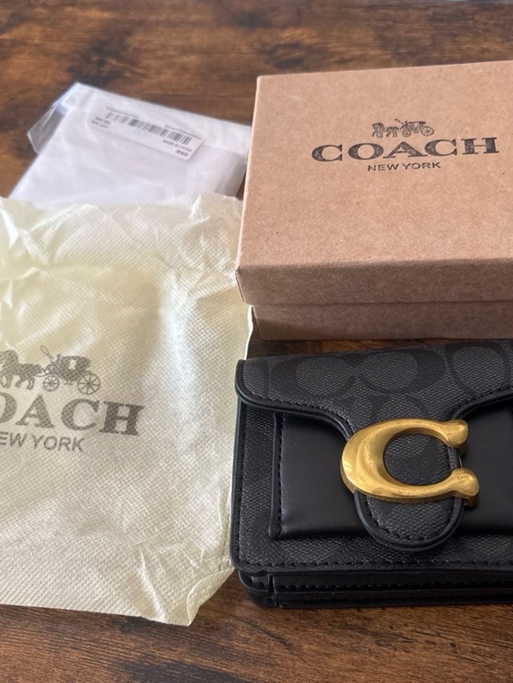 Coach Black Signature Leather Wallet with Gold 'C' Hardware